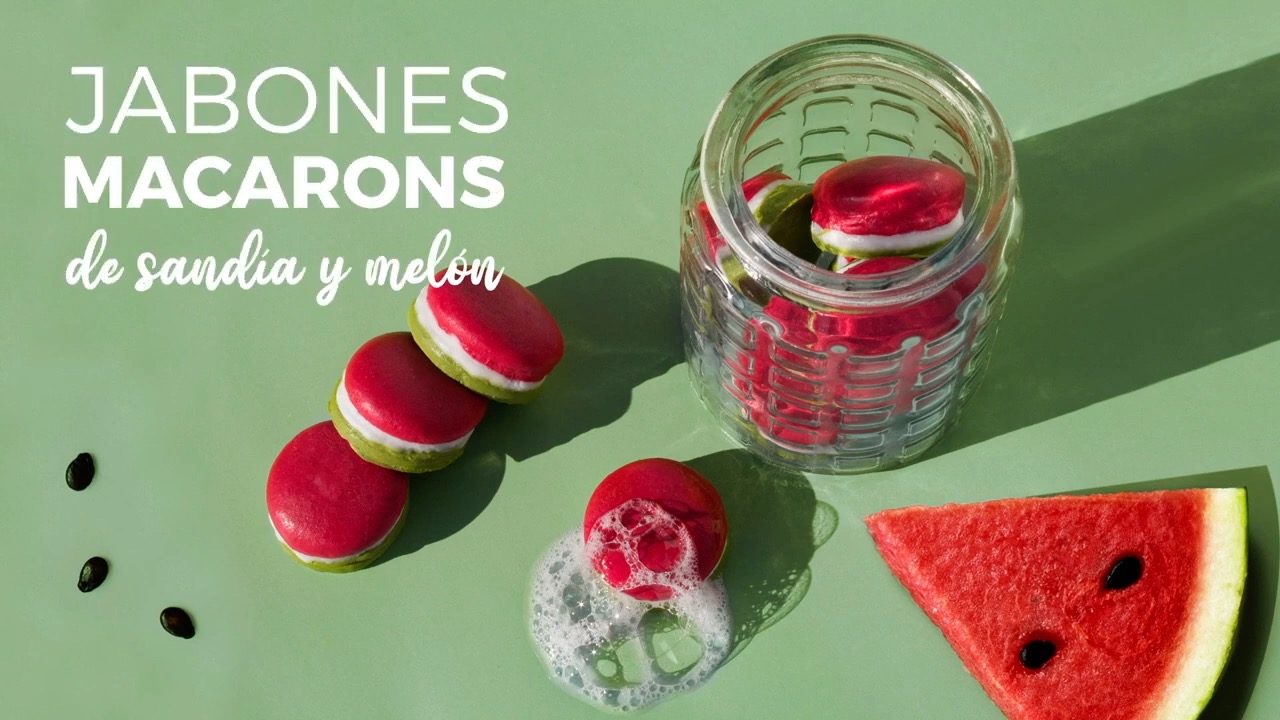 Jabones macarons de sandia y melon