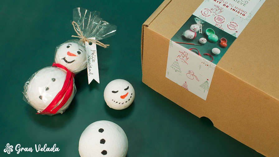 Kit cómo hacer bombas de baño muñeco de nieve 1