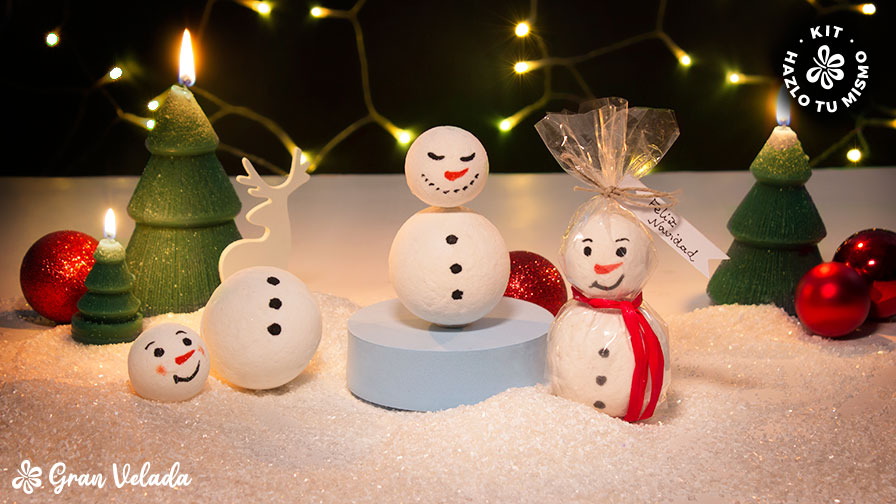 Kit cómo hacer bombas de baño muñeco de nieve 11